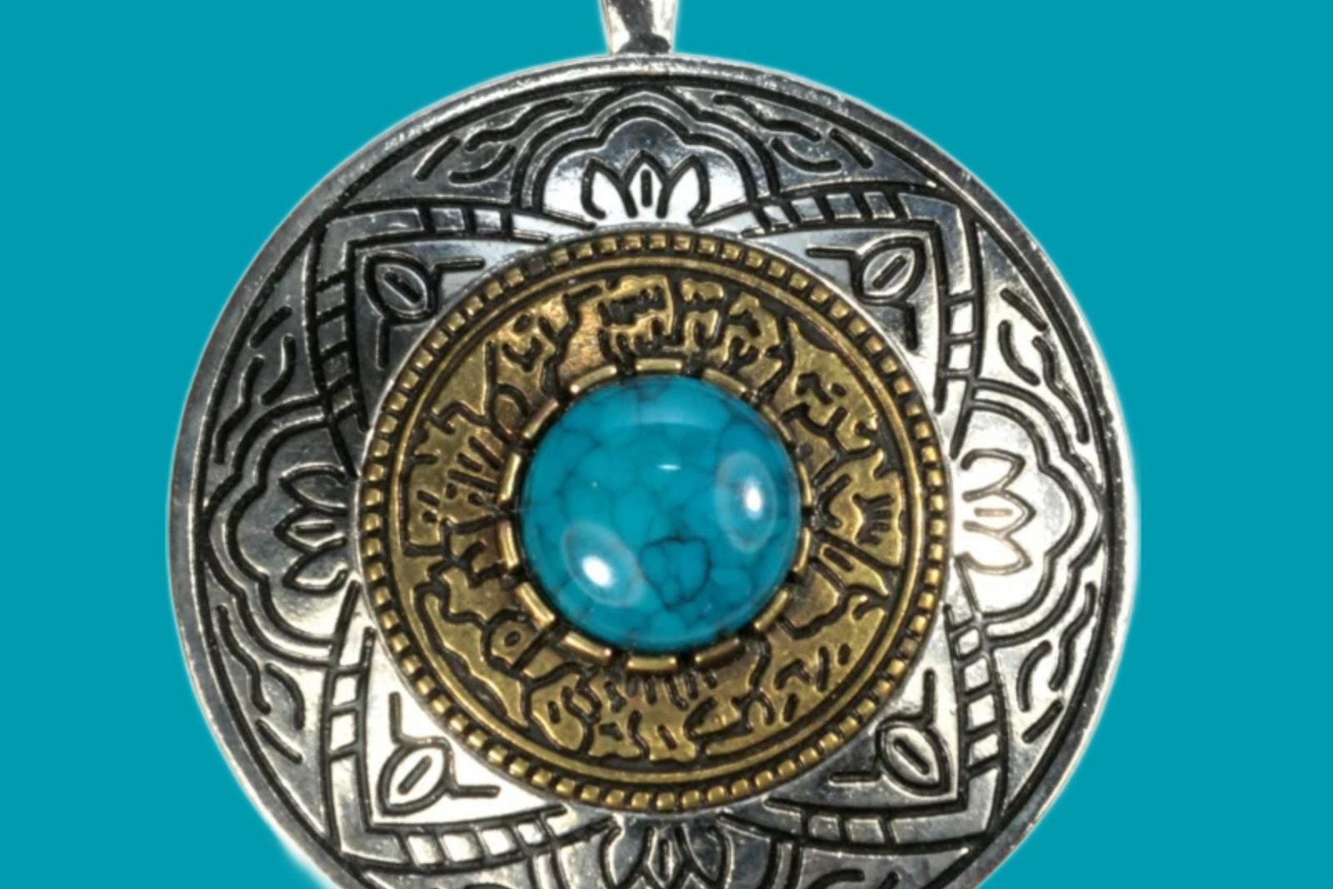 Large Premier Design Vintage Composite Turquoise Pendant