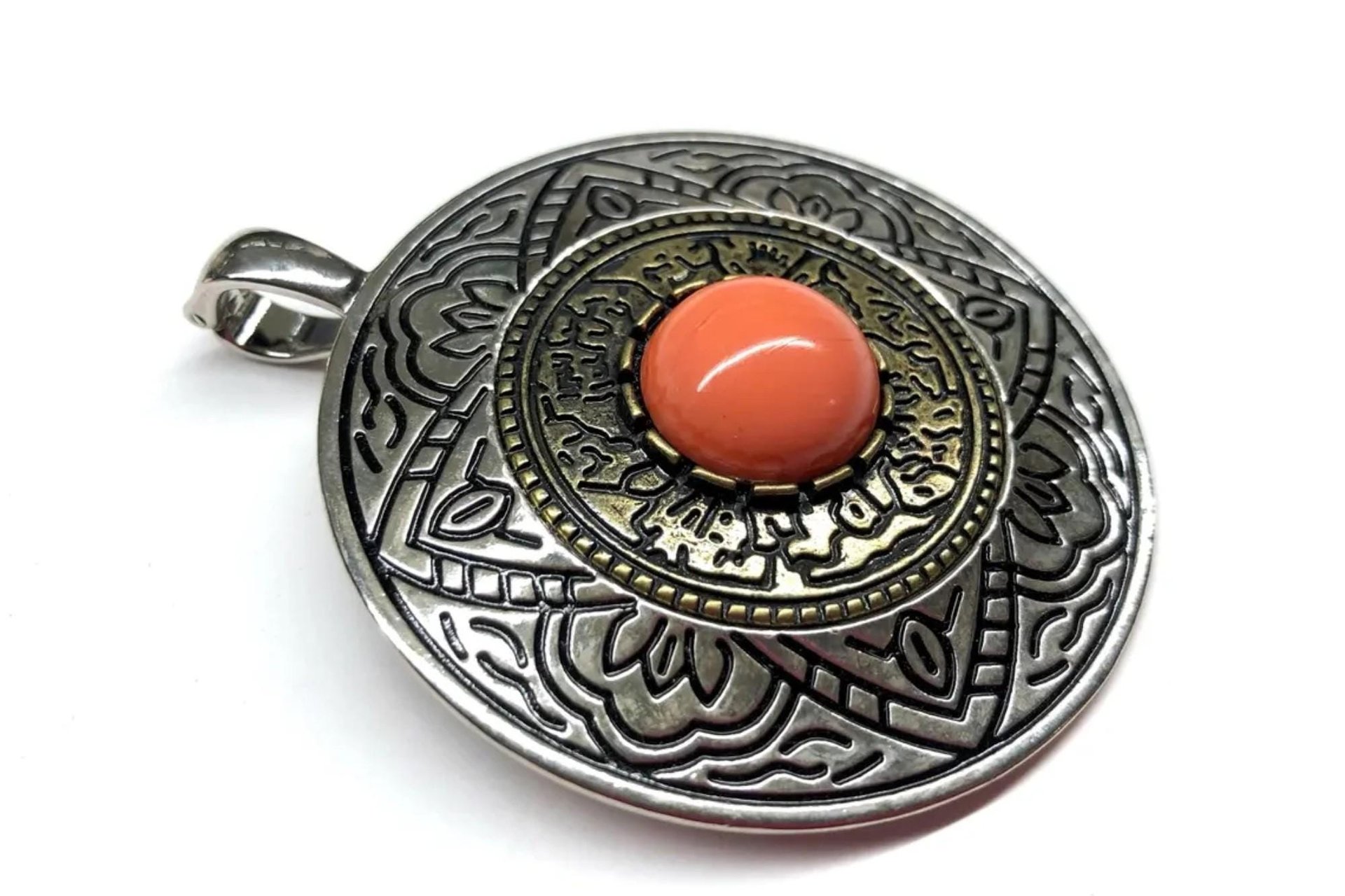 Vintage Faux Coral Large Pendant 64mm