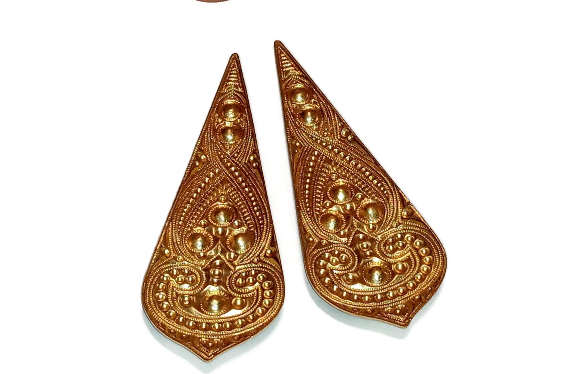 Ornate Brass Stampings Long 78mm Findings- Made in USA
