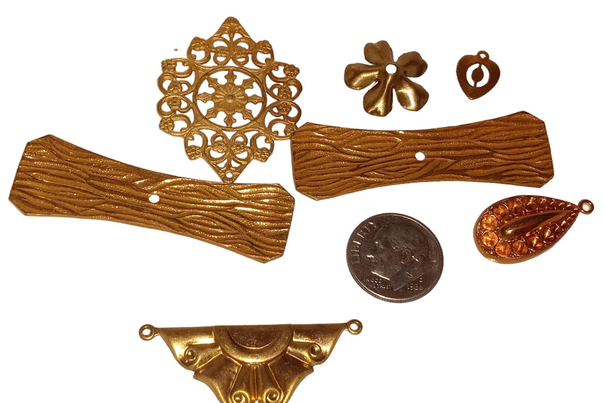 Unique Freeform Vintage Brass Stampings Made in USA Lot
