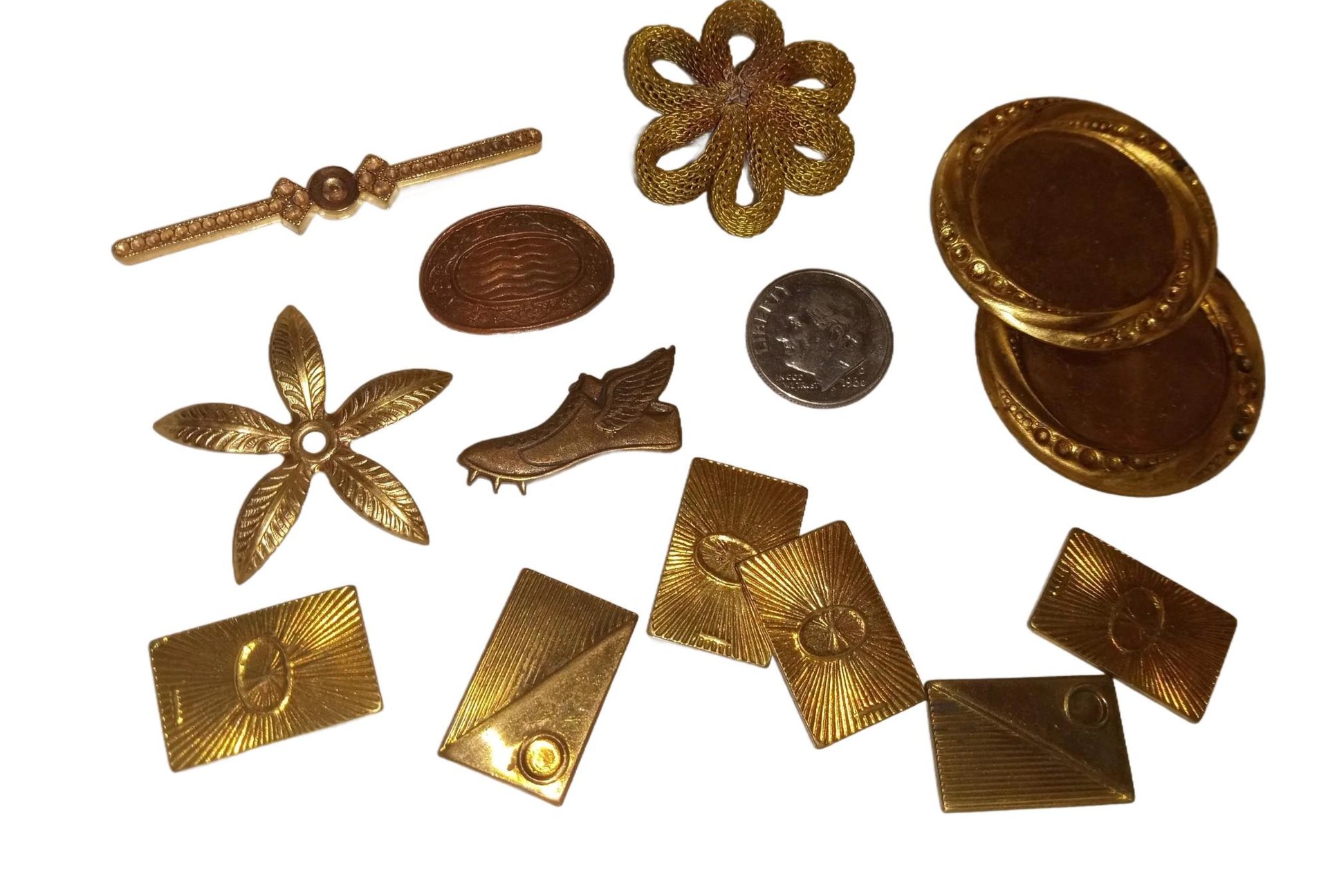 Unique Freeform Vintage Brass Stampings Made in USA Lot