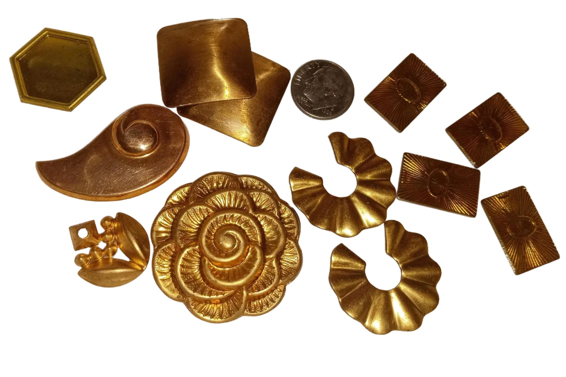 Unique Freeform Vintage Brass Stampings Made in USA Lot