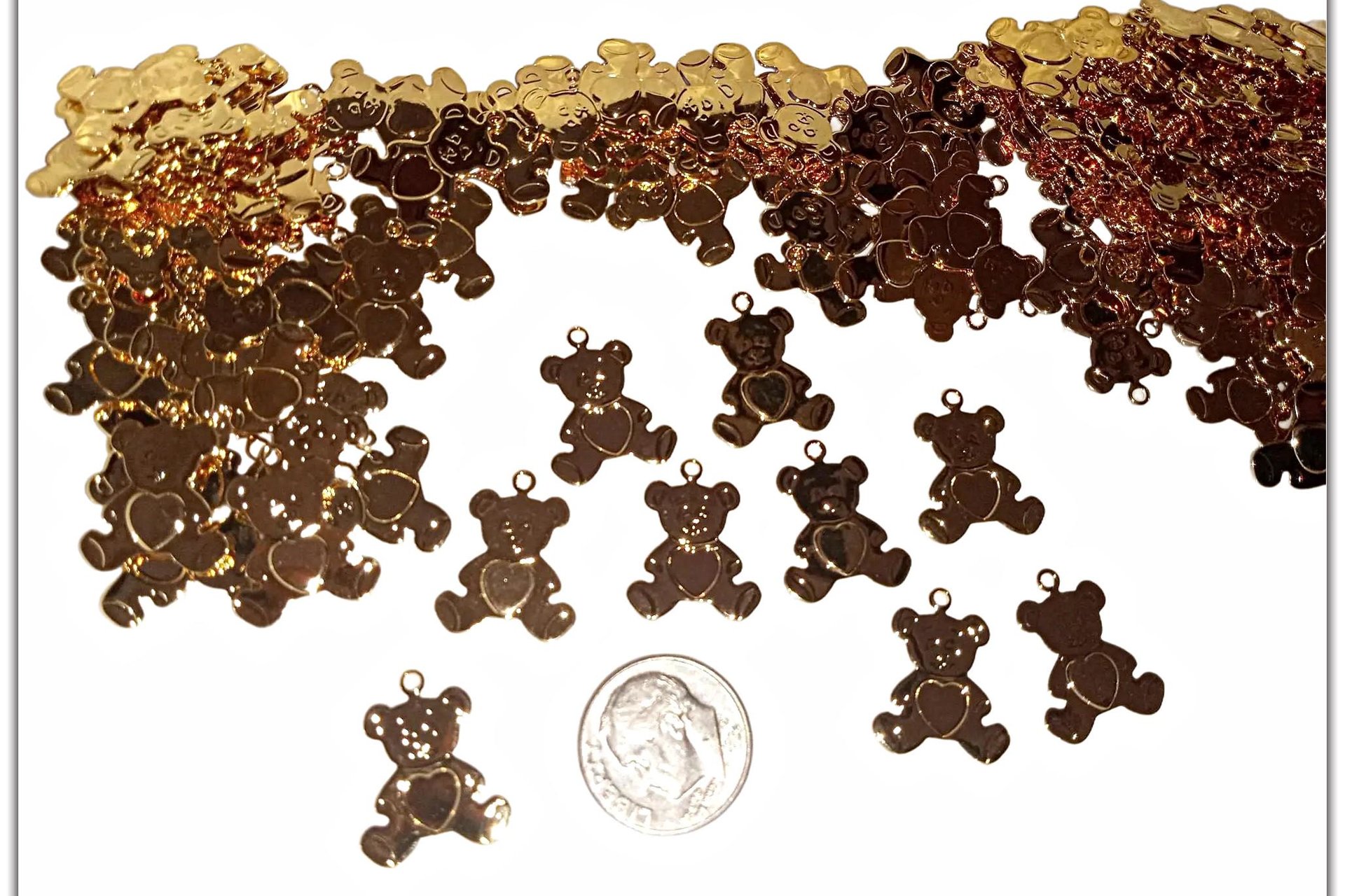 Adorable Teddy Bear Charm with Heart in Center -10 pcs
