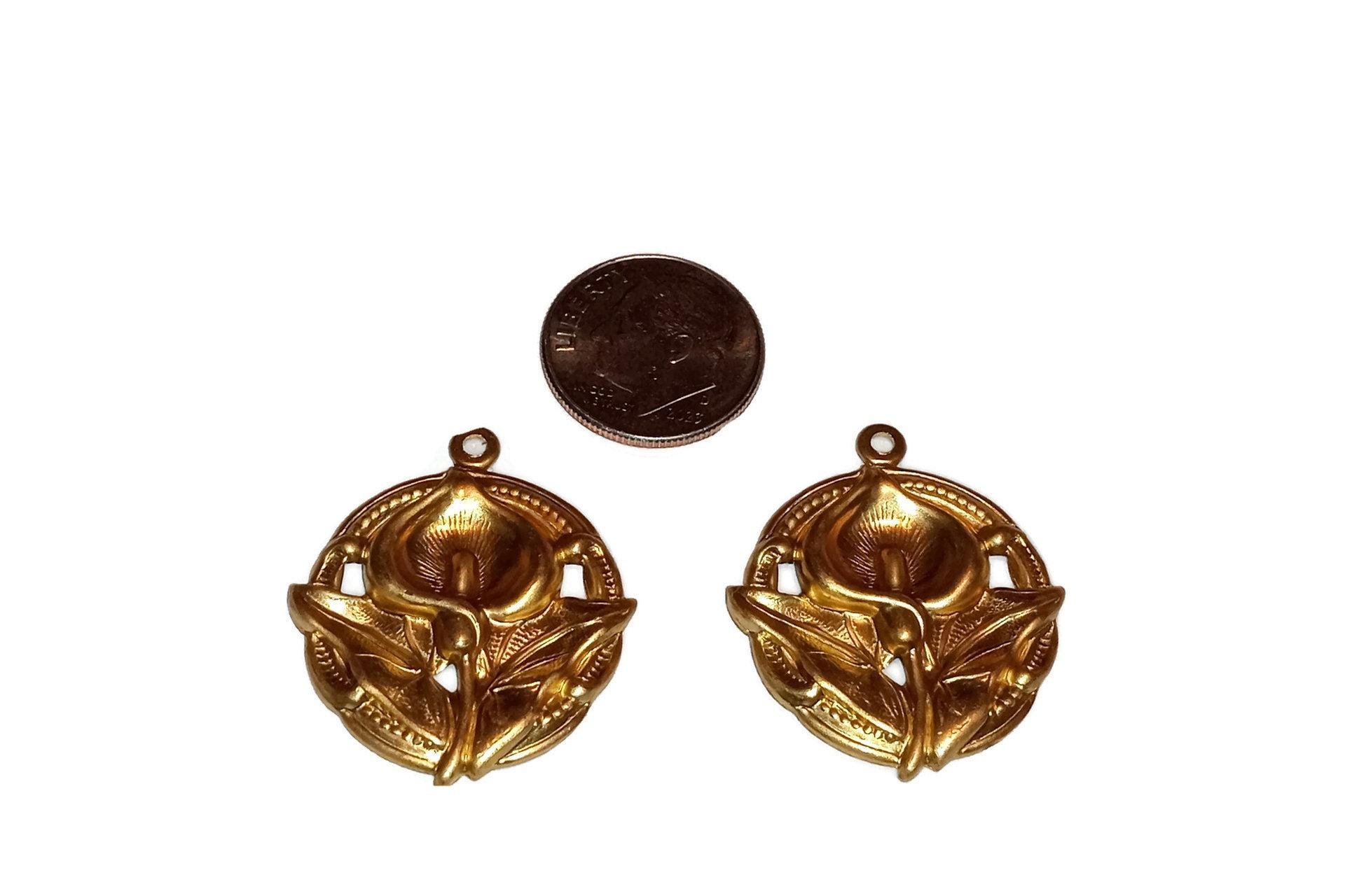 Solid Brass Calla Lily Flower Stamping Charms USA