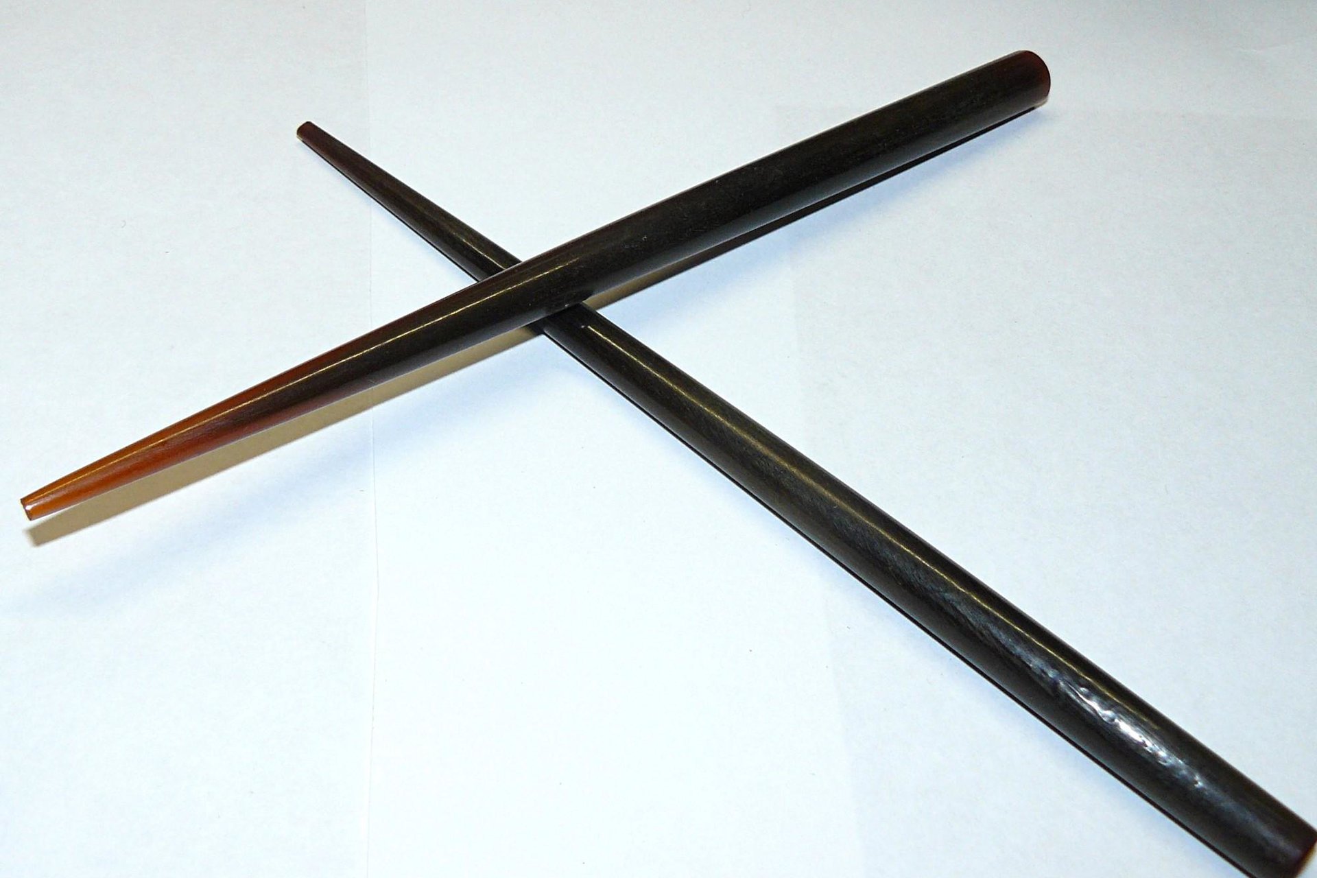 6" Hair sticks, brown horn end-drilled