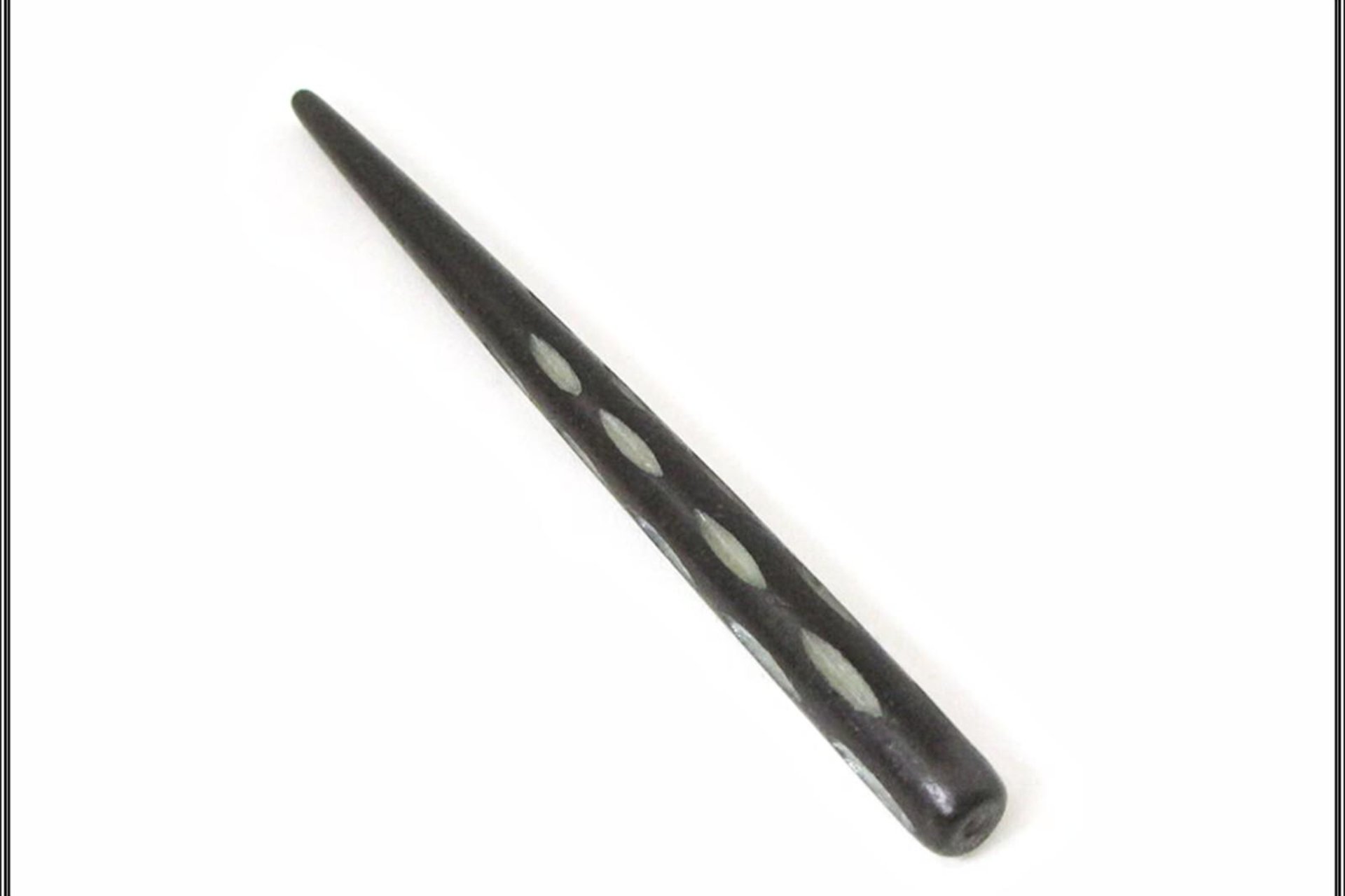 Pair of Bone Hair Sticks, 4-1/2 inches with Spotted Design, End-Drilled