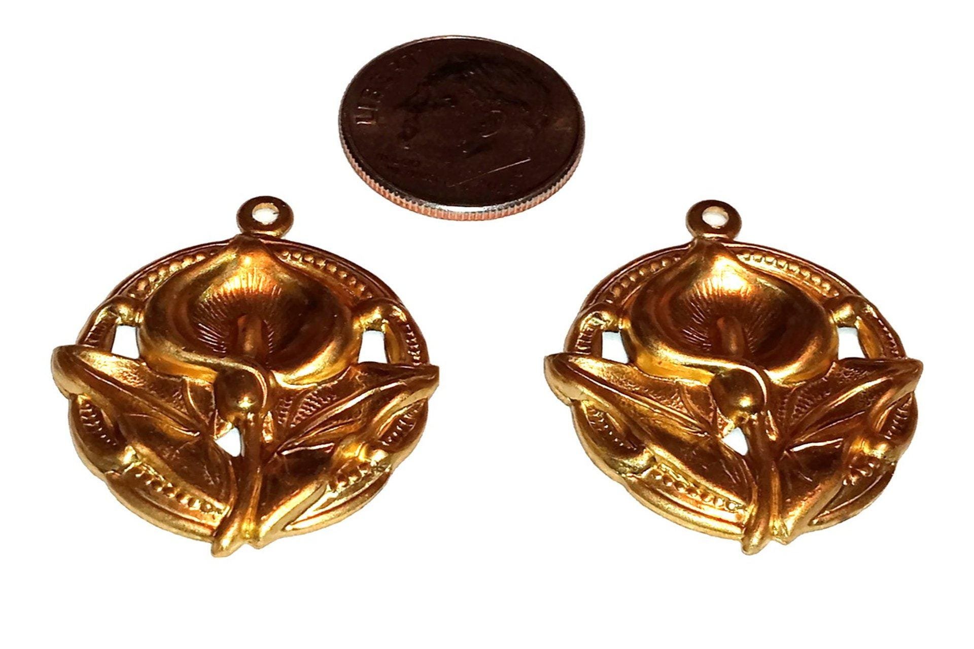 Solid Brass Calla Lily Flower Stamping Charms USA