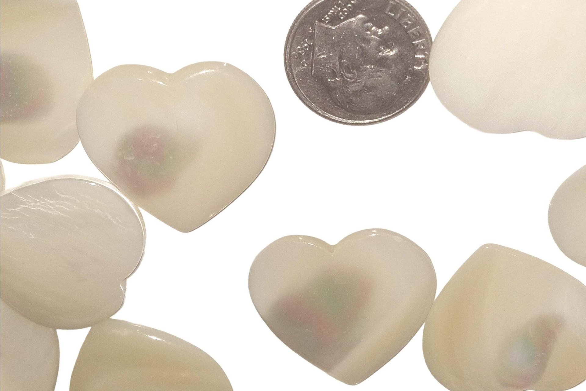 Genuine Mother of Pearl Heart Shaped Pendant 25mm