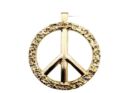 Gold Plated Fancy Peace Sign Pendant NOS