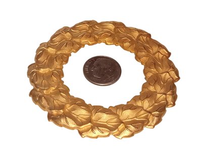 Vintage Large 68mm Leaf Pattern Wreath Shape Stamping