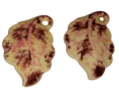 Vintage Handpainted Ceramic Leaf Pendant
