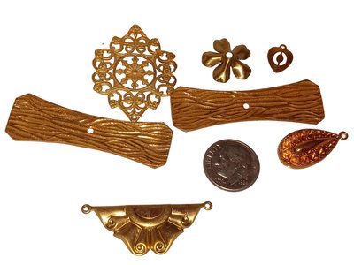 Unique Freeform Vintage Brass Stampings Made in USA Lot