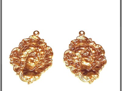 Solid Brass Victorian Style Ladies Portrait Charm -USA